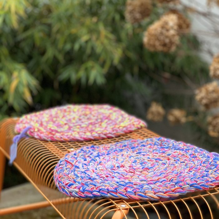 Stuhlkissen aus Wollresten