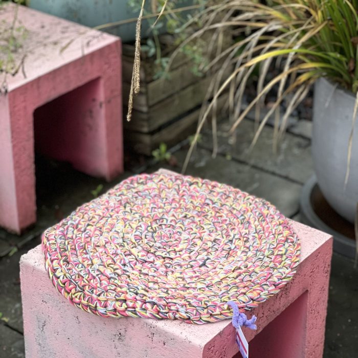 Stuhlkissen aus Wollresten